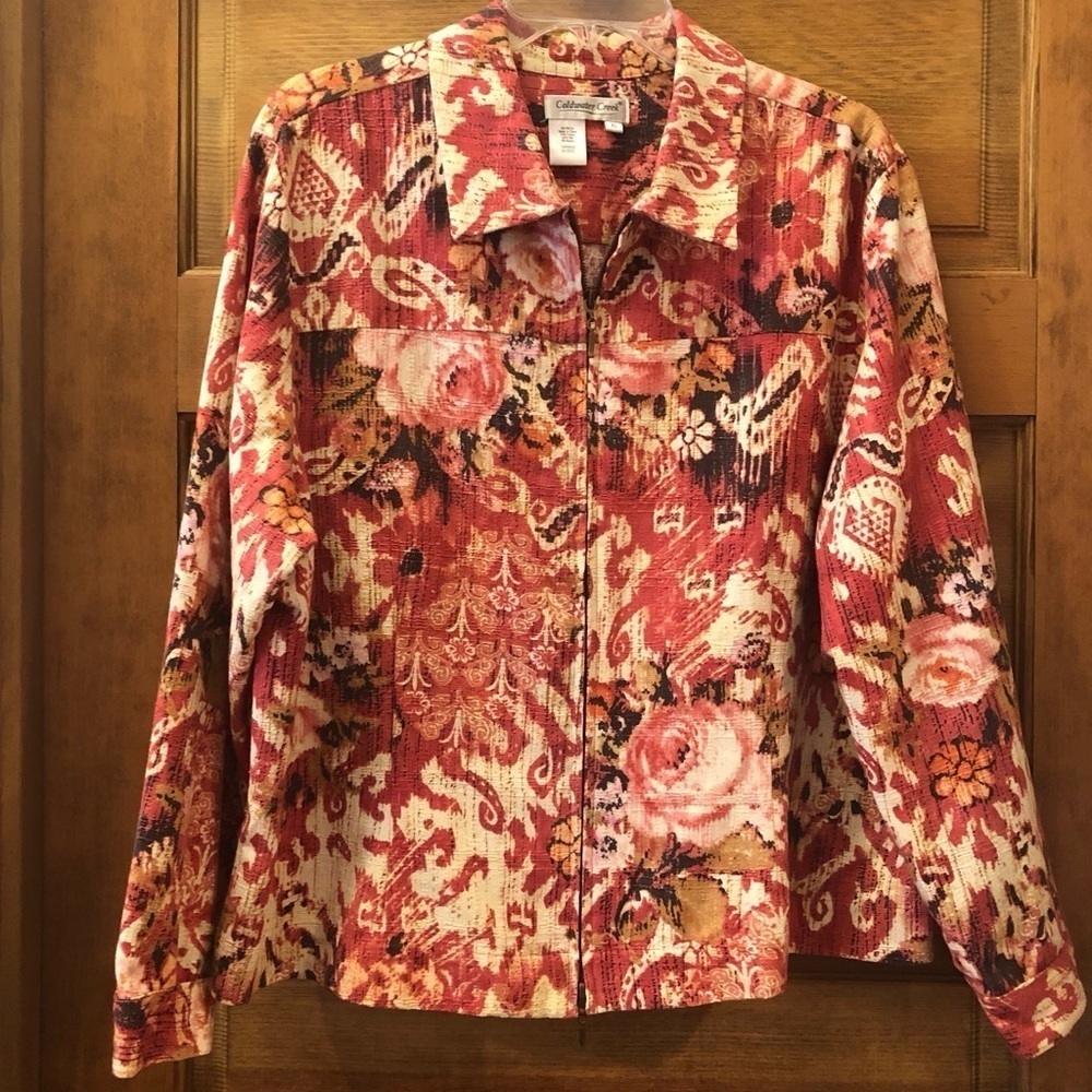 Coldwater Creek UTILITY Jacket Women's Size XL/ Multicolored Artsy Floral - Picture 2 of 8